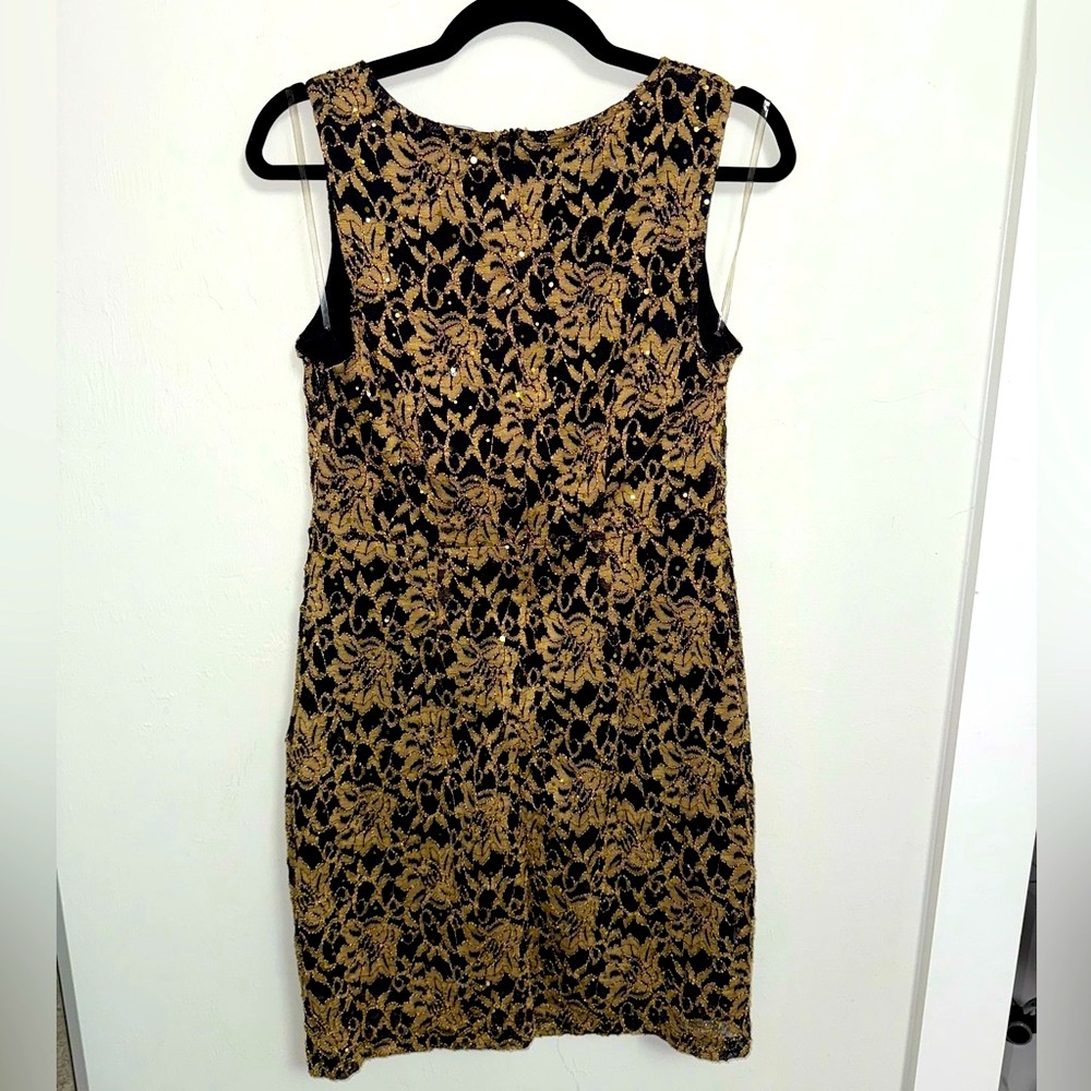 Elegant Black and Gold Lace Dress
